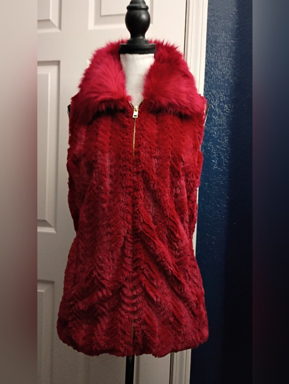 Marc New York Red Faux Fur Zip Vest